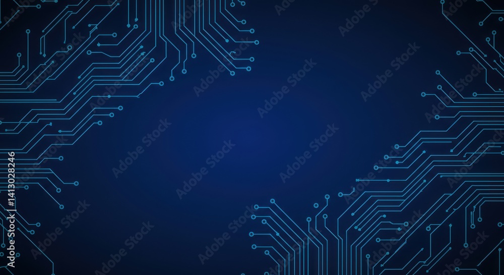 Fototapete blue abstract circuit board pattern background with space for text or graphics.