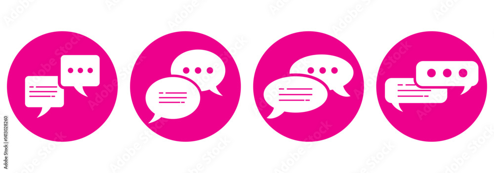 Poster text message icon set. chat speech balloon vector symbol. dialog bubble. communicate pictogram. soci