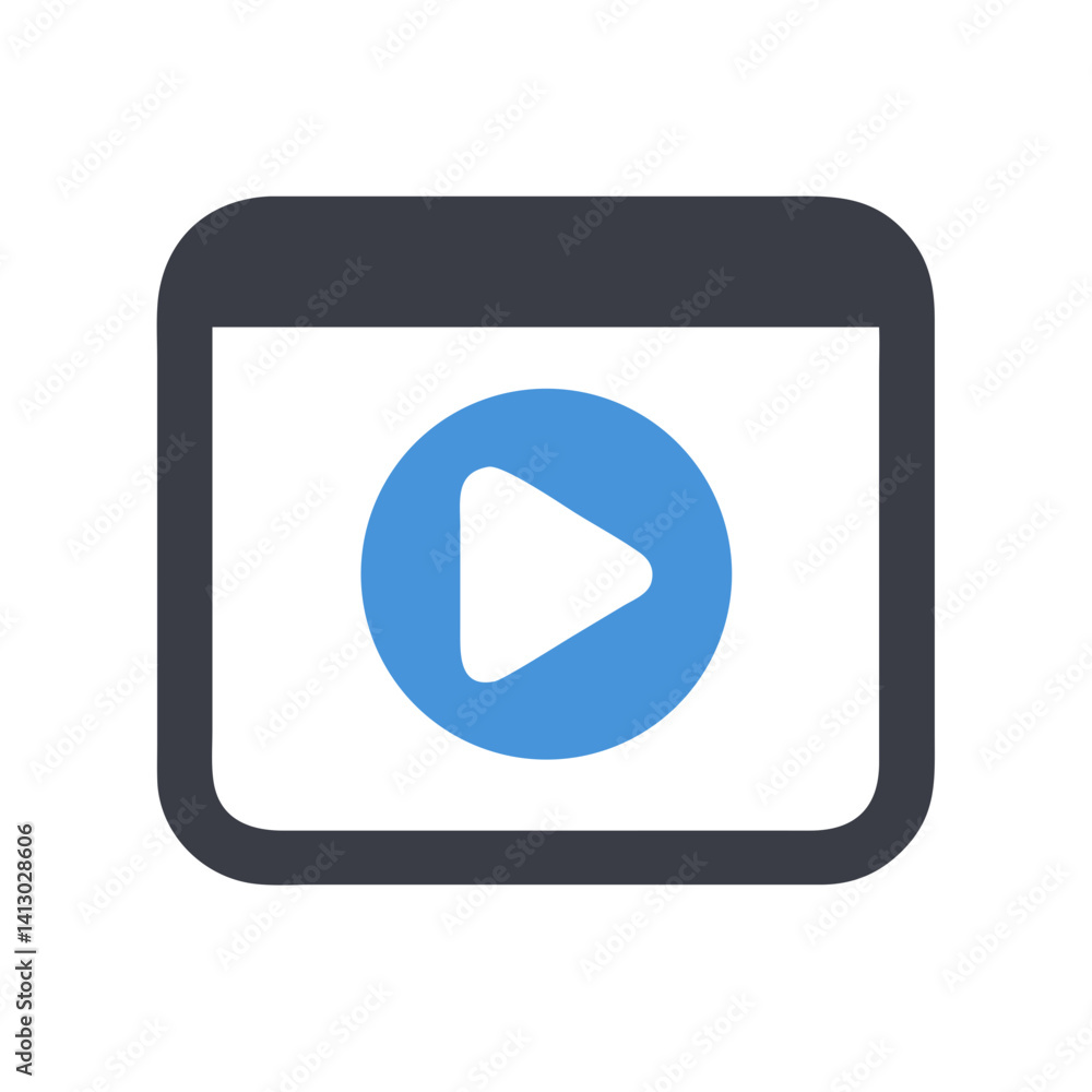 Poster play button icon representing media start action