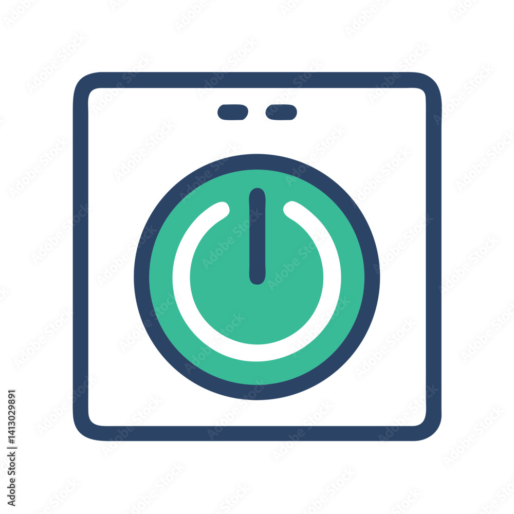 Poster power button icon representing system startup