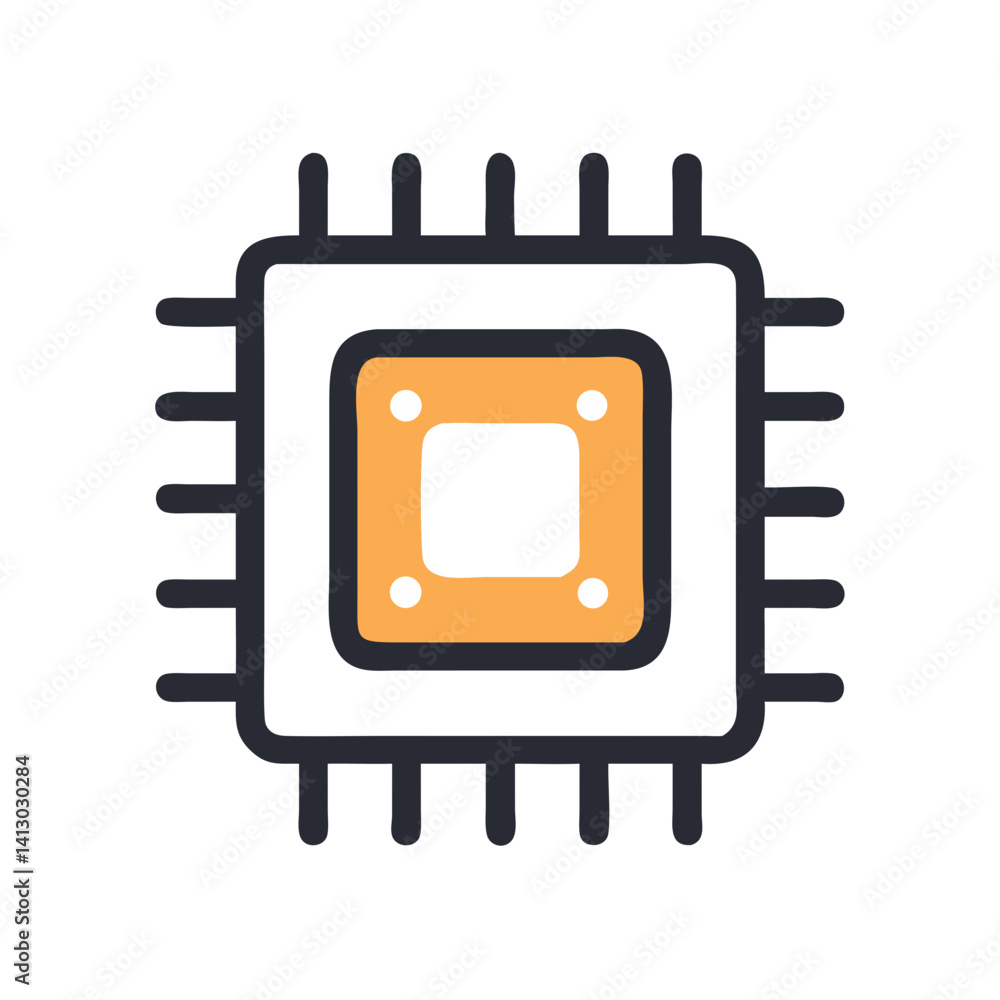 Poster Processor Chip Icon Representing Central Hardware Component