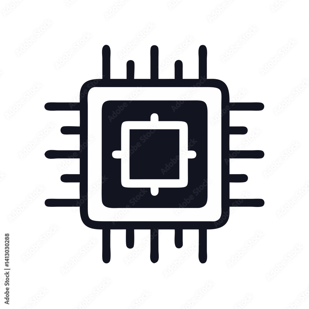 Poster Processor Chip Icon Representing Central Hardware Component