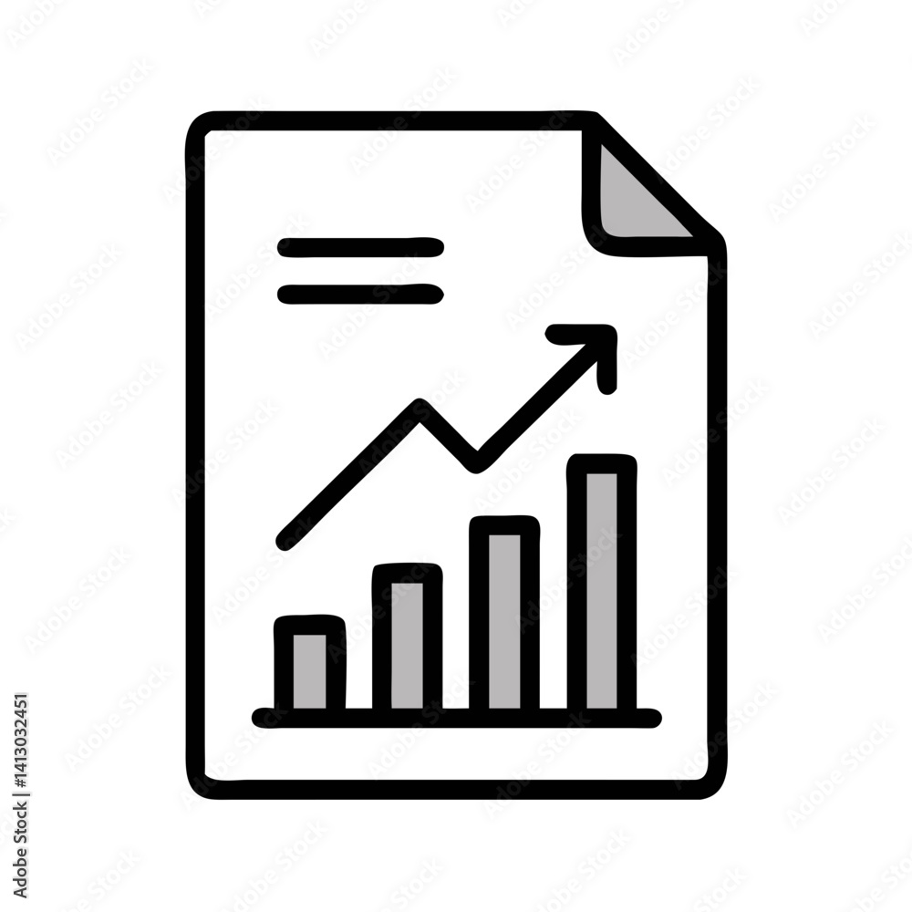 Poster report with arrow icon representing financial performance analysis