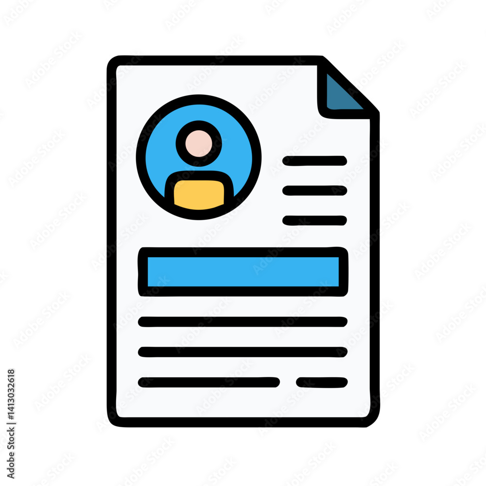 Aufkleber Resume Document Icon Representing Applicant Profile Submission