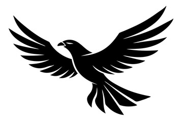 Obraz premium Majestic Falcon In Flight Isolated Against White Background Minimalist Vector Illustration Symbolizing Freedom And Grace Ideal For Logos And Designs, falcon, bird, eagle, fly, freedom, animal