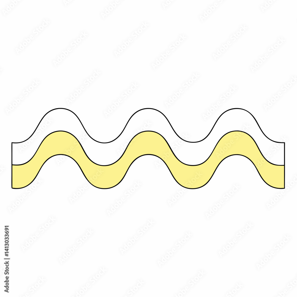 Poster serene yellow and white waves flowing endlessly in a calming minimalist design with simple line art.