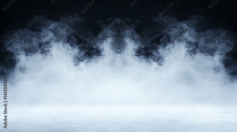 Poster mysterious smoke cloud overlay on dark backdrop, creating ethereal and atmospheric space for design 