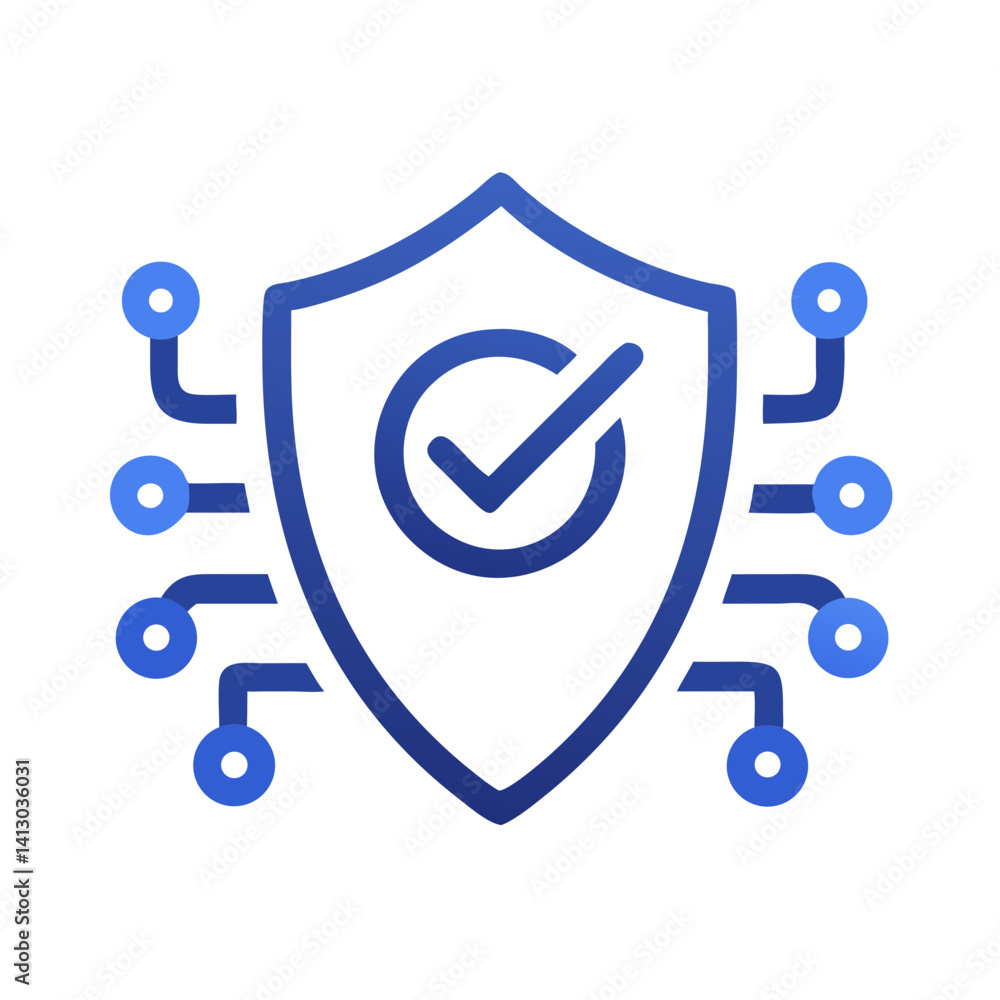 Aufkleber shield with check icon representing cybersecurity protection