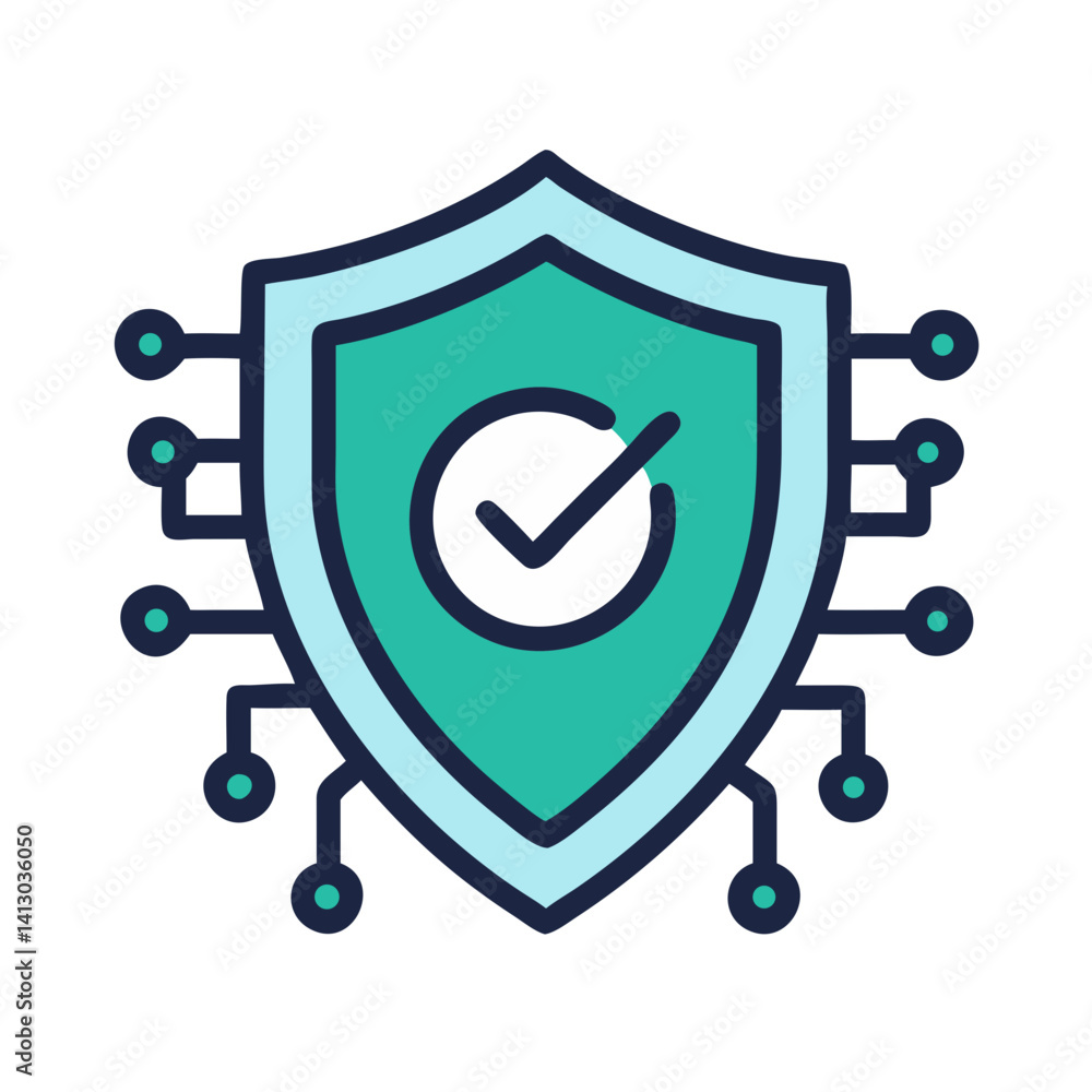 Aufkleber shield with check icon representing cybersecurity protection