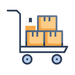 Shopping Cart with Boxes Icon Representing E-Commerce Purchase