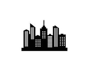 city skyline silhouette illustration black and white urban cityscape buildings architecture skyscrapers city horizon icon
