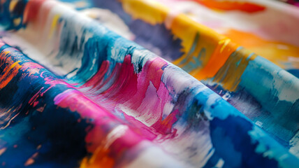 An innovative digital textile printing setup featuring AI-optimized ink absorption techniques for extreme color precision