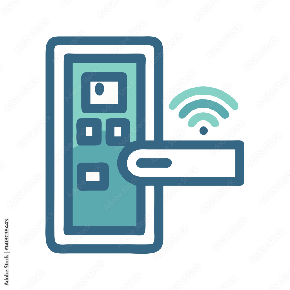 Poster smart door icon representing remote lock control