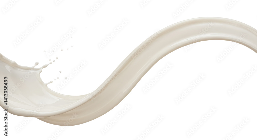 Poster a swirling splash of white liquid against a black background in a dynamic flowing motion design elem
