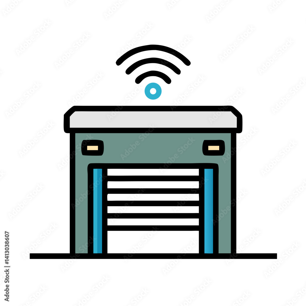 Poster Smart Garage Door Icon Representing Automated Entry Control