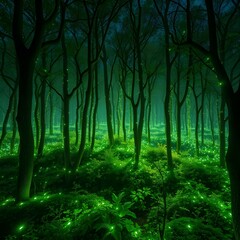 Fototapeta premium Enchanted Forest A Mystical Glow of Nature's Beauty