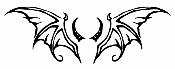 black and white svg vector, Halloween evil wings icon

