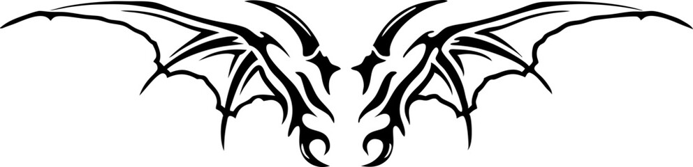 black and white svg vector, Halloween evil wings icon

