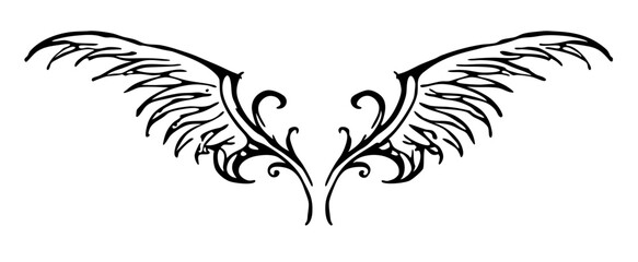 black and white svg vector, Halloween angel wings icon