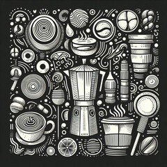 Coffee related objects, background.