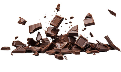 Falling Chocolate Pieces on transparent background