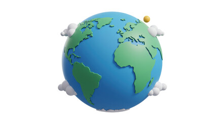 Isolated Planet Earth with Clouds