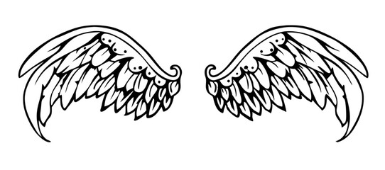 Obraz premium black and white svg vector, Halloween angel wings icon