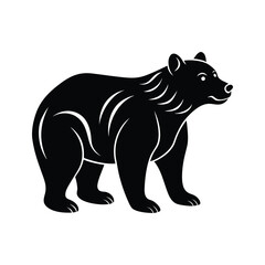 Silhouette of Black Bear, isolated on white background