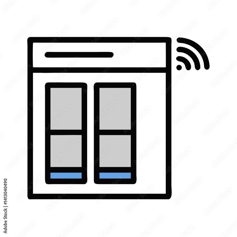 Poster smart window panel icon – remote control symbol, automated glass system