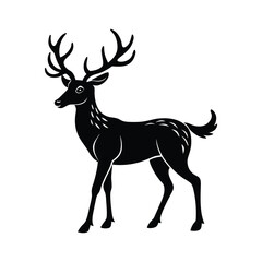 Vector deer silhouette isolated on white background.