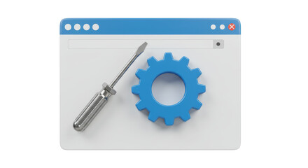 Isolated Browser Window with Gear and Screwdriver