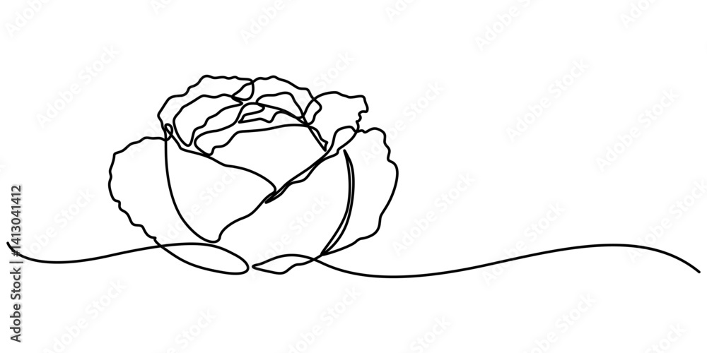 Poster cabbage continuous one line drawing, hand-drawn cabbage continuous outline vector. cabbage one line 