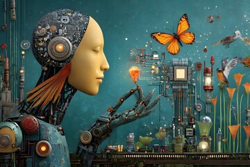 Conveys the harmonious blend of technology 