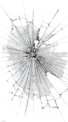 Obraz premium Spiderweb Cracked Glass Abstract Design: Black and White Macro Photography of Nature's Intricate Patterns and Fragile Beauty
