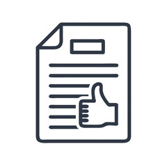 Thumbs Up on Document Icon &ndash; Representing Positive Feedback and Approval