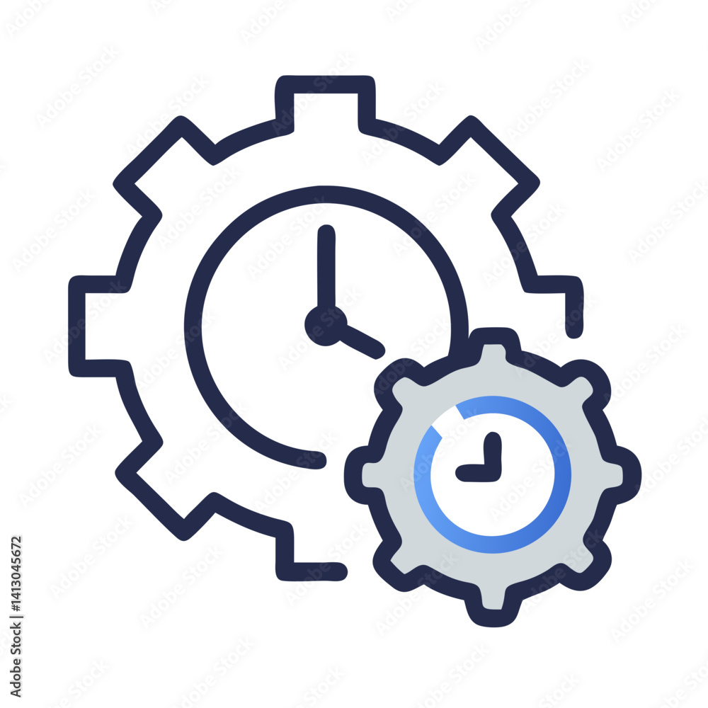 Poster time gear icon – task scheduling and time management symbol