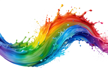 Rainbow wave. Colorful paint splash isolated on white background