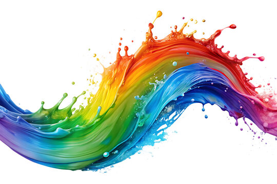 Rainbow wave. Colorful paint splash isolated on white background