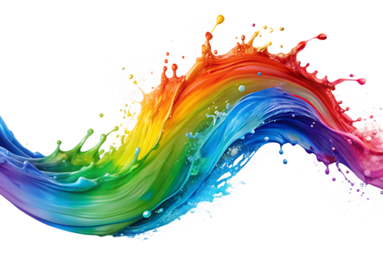 Rainbow wave. Colorful paint splash isolated on white background