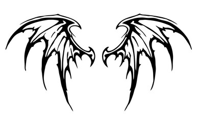 black and white svg vector, Halloween evil wings icon


