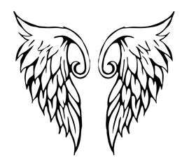 black and white svg vector, Halloween angel wings icon