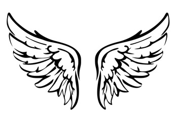 black and white svg vector, Halloween angel wings icon
