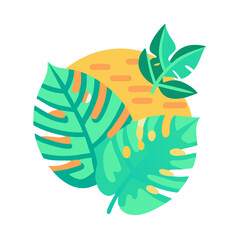 Tropical Leaves Icon Representing Exotic Vacation and Summer Nature Theme