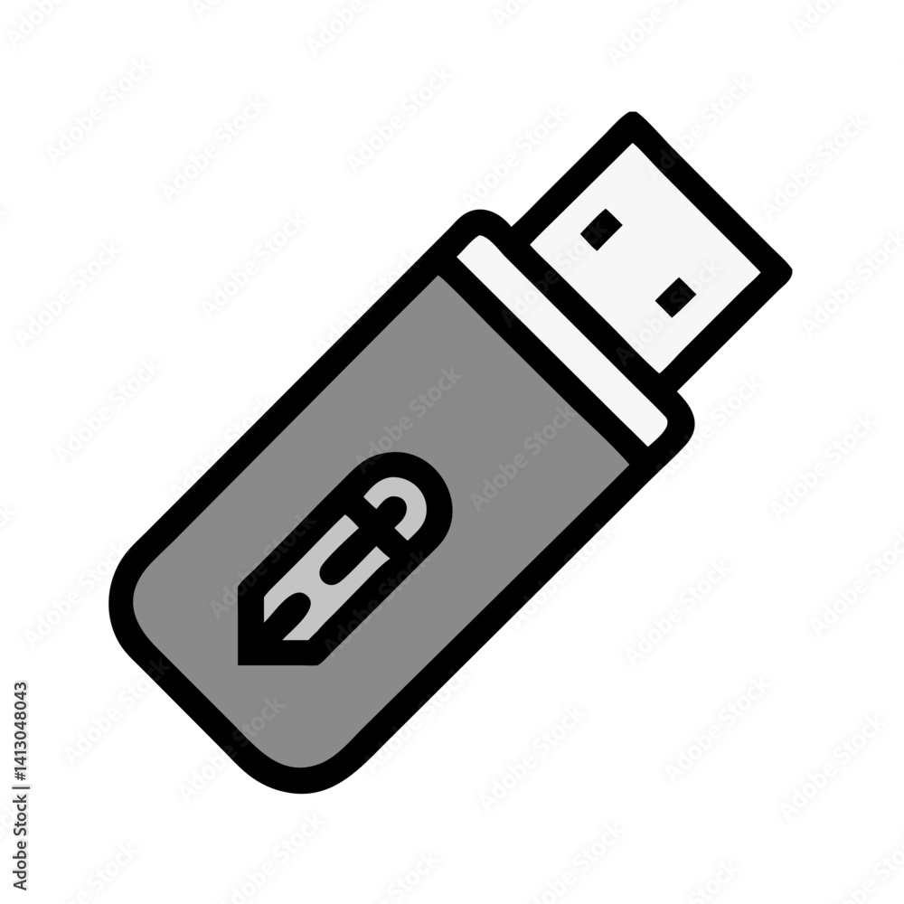 Poster usb flash drive icon representing portable file storage and data transfer