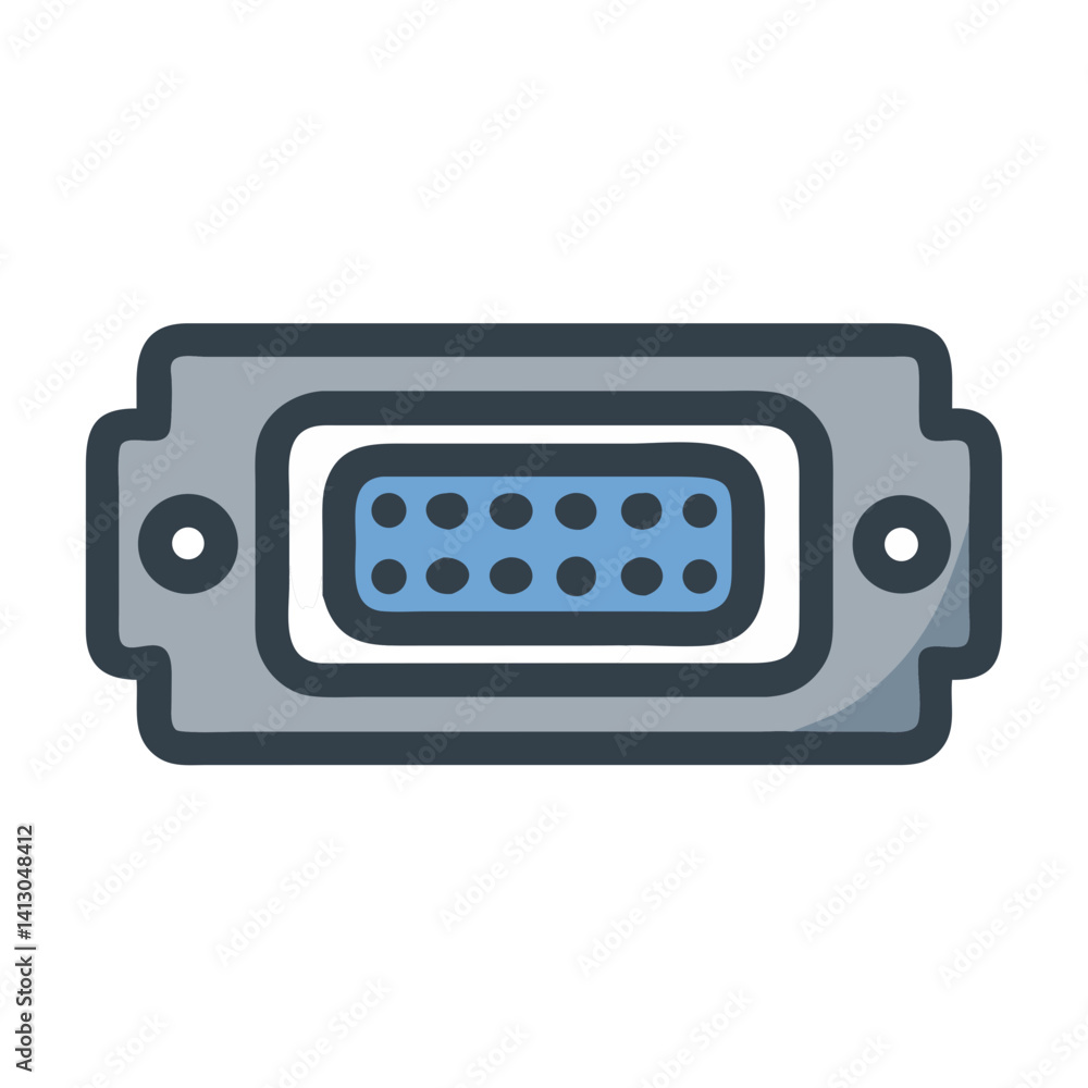 Poster VGA Connector Icon Representing Video Display Port and Analogue Signal Interface