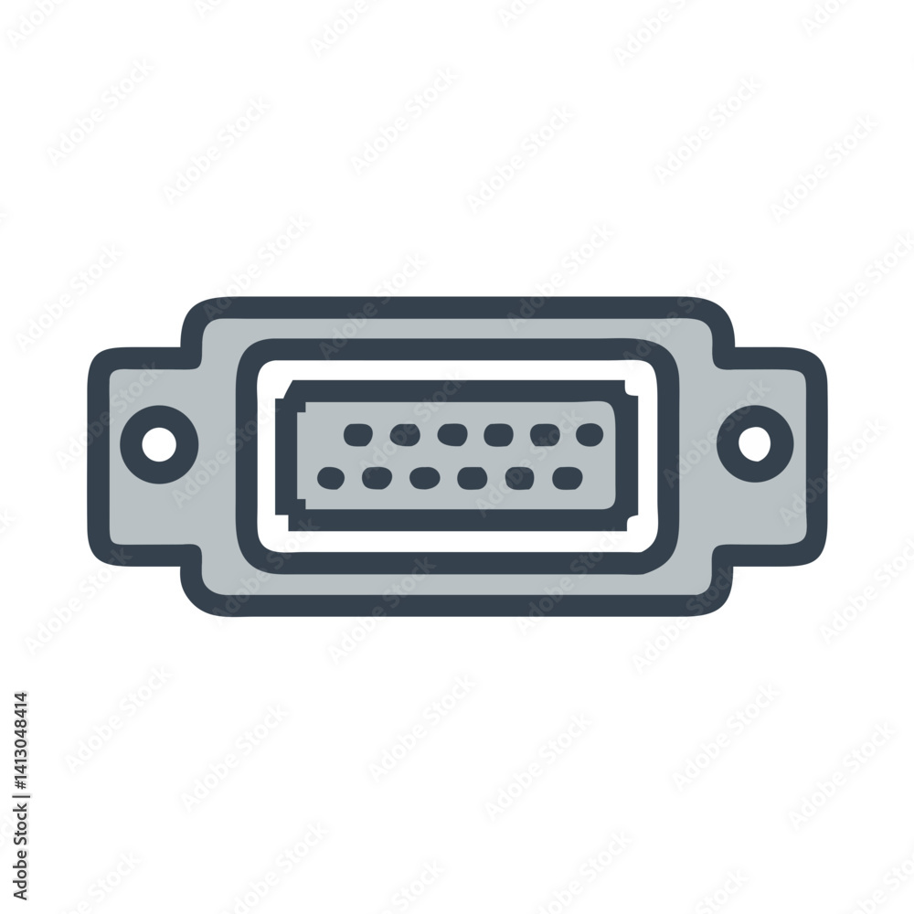 Poster VGA Connector Icon Representing Video Display Port and Analogue Signal Interface