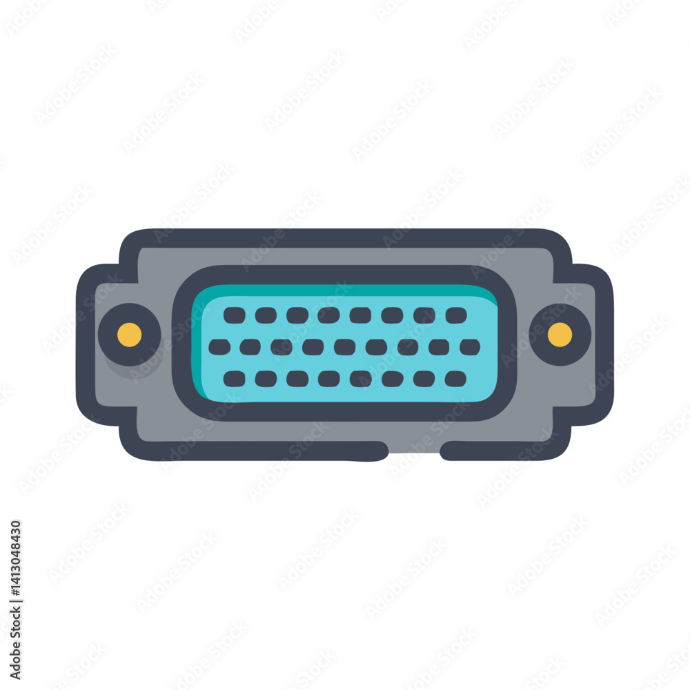 Poster VGA Connector Icon Representing Video Display Port and Analogue Signal Interface