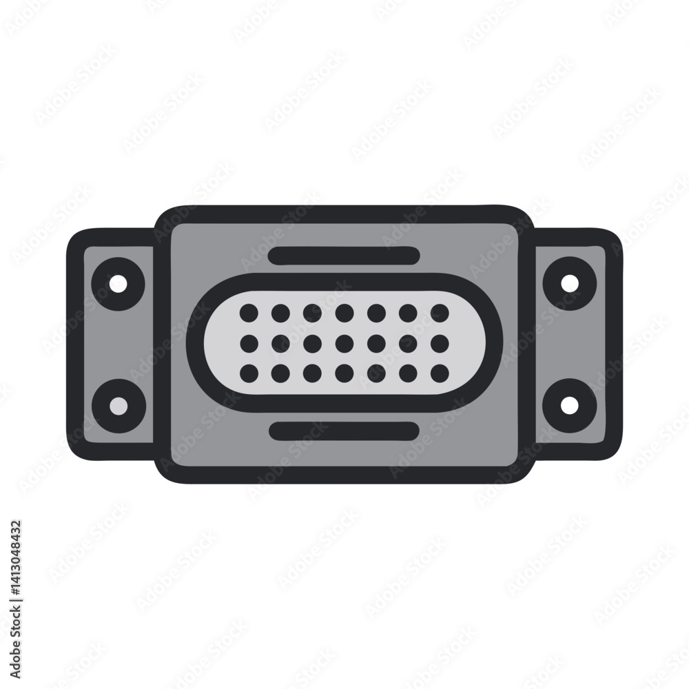 Poster VGA Connector Icon Representing Video Display Port and Analogue Signal Interface