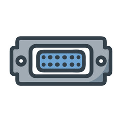 VGA Connector Icon Representing Video Display Port and Analogue Signal Interface