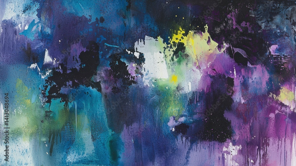 Poster this artwork showcases a blend of vibrant colors and dynamic textures. bold brush strokes and splash